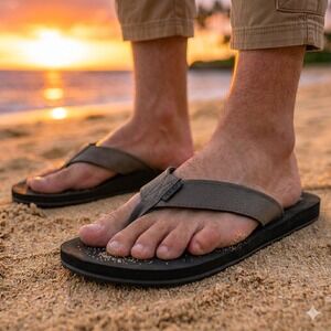 REEF Twinpin Grey Black New Casual Beach Thong Sandals RF002915GRE Men's 9 *NEW*